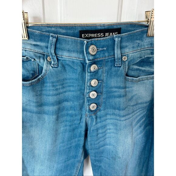 Express jeans blue leggings size 0R stretchy comfy - Picture 2 of 6